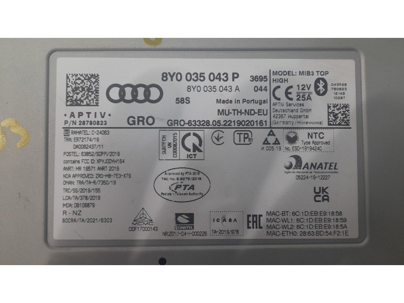 Recambio de sistema navegacion gps para audi a3 limousine (8ys, 8ym) 30 tdi referencia OEM IAM 8Y0035043P  
