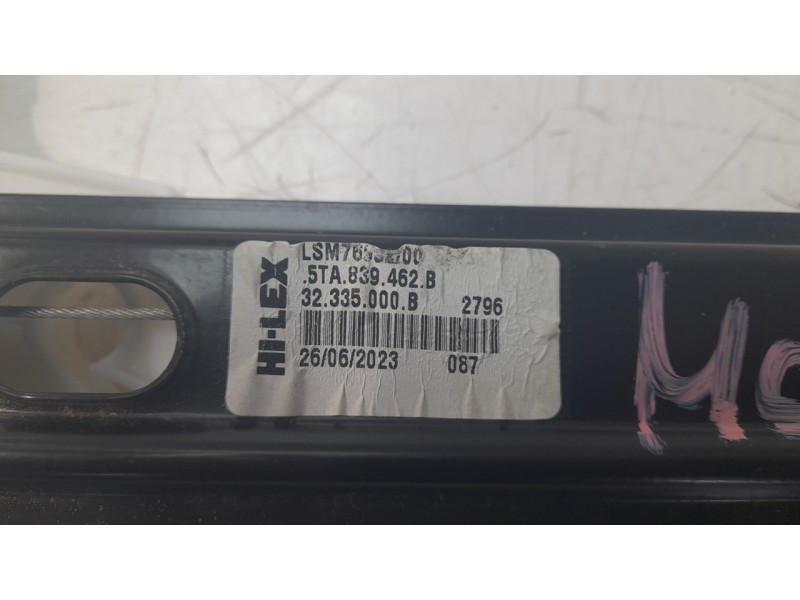 Recambio de elevalunas trasero derecho para volkswagen touran (5t1) 2.0 tdi referencia OEM IAM 5TA839462B  