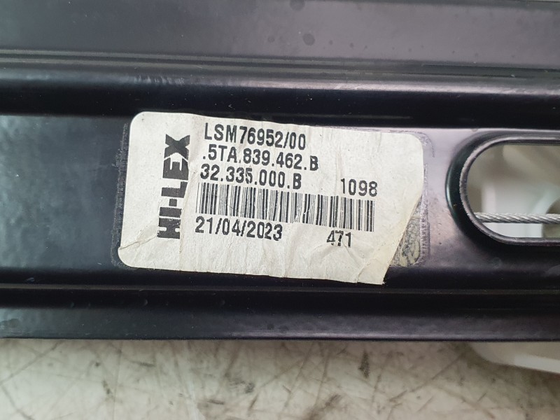 Recambio de elevalunas trasero derecho para volkswagen touran (5t1) 2.0 tdi referencia OEM IAM 5TA839462B  