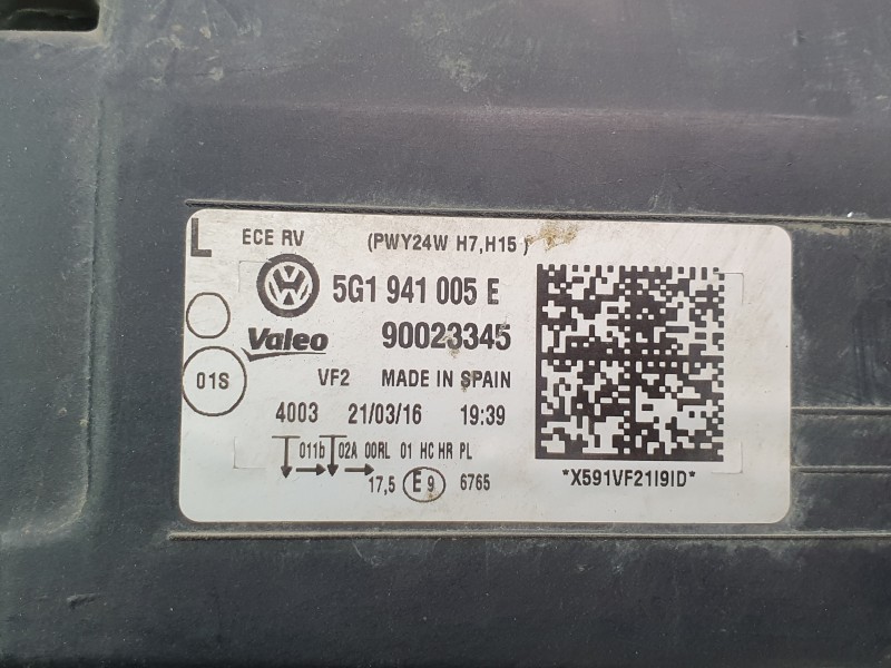 Recambio de faro izquierdo para volkswagen golf vii lim. (5g1) 1.6 16v tdi dpf referencia OEM IAM 5G1941005E  10123620002/VG4004