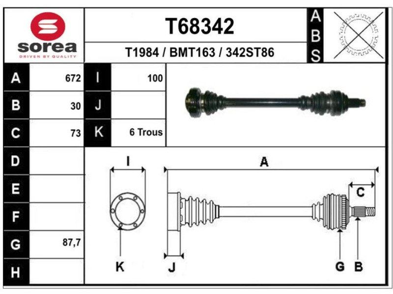 Recambio de transmision trasera derecha para bmw x1 (e84) sdrive 18 d referencia OEM IAM   NPWBM037