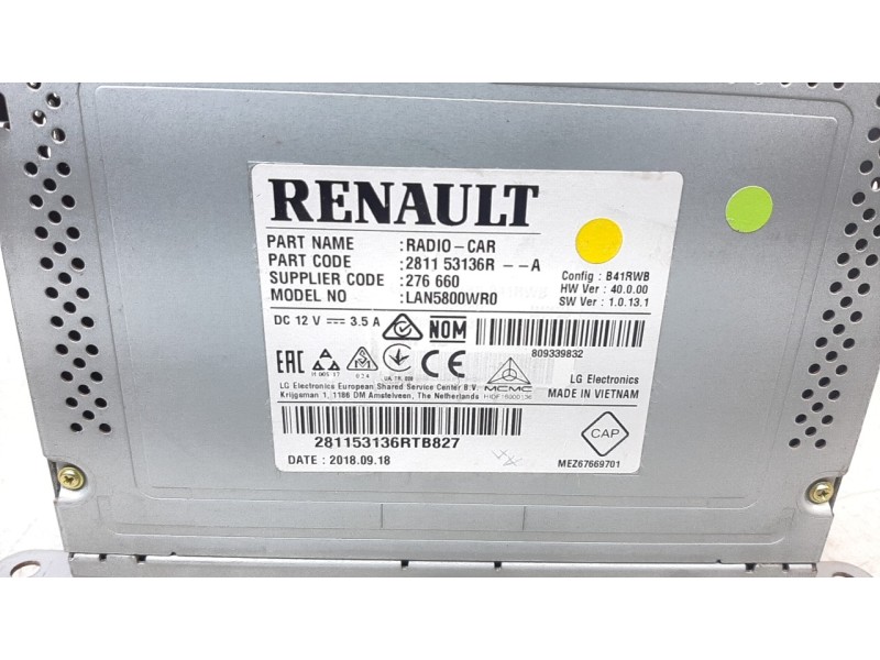 Recambio de pantalla multifuncion para renault captur limited referencia OEM IAM 281153136R  
