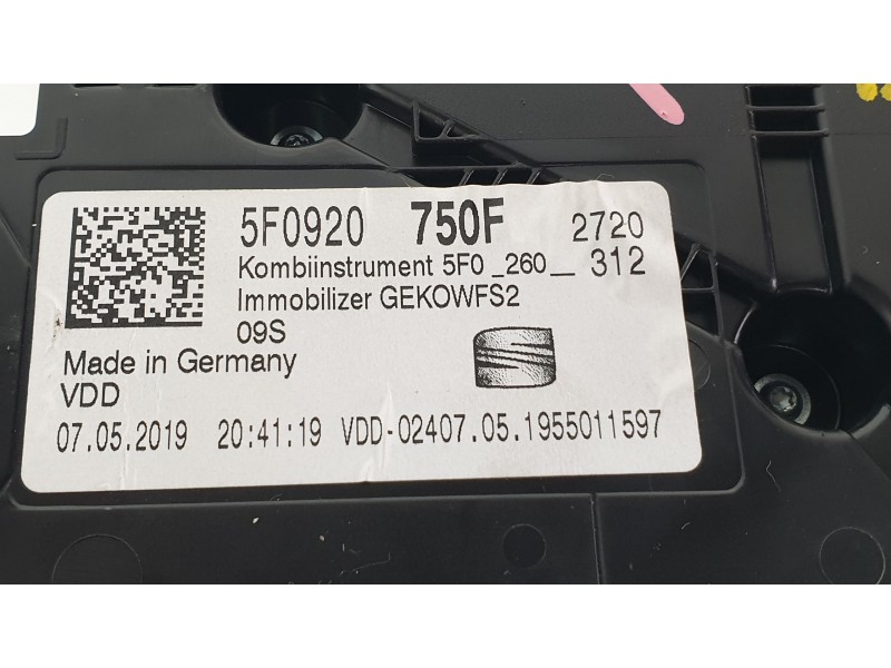 Recambio de cuadro instrumentos para seat leon (5f1) 1.5 tsi referencia OEM IAM 5F0920750F A2C12961100 