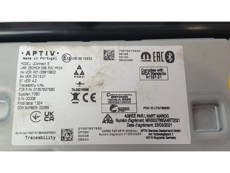 Recambio de sistema audio / radio cd para citroën jumper furgon 3.5 l3 h2 bluehdi 14 s&s 6v referencia OEM IAM 73578276802  