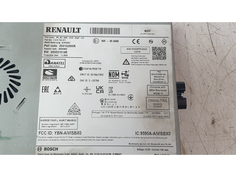 Recambio de sistema navegacion gps para renault captur ii (hf_) tce 160 (hfn1) referencia OEM IAM 259152866R  