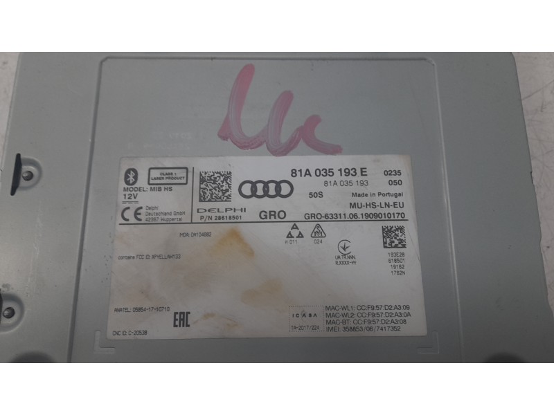 Recambio de sistema navegacion gps para audi a3 (8v1, 8vk) 1.6 tdi referencia OEM IAM 81A035193E  