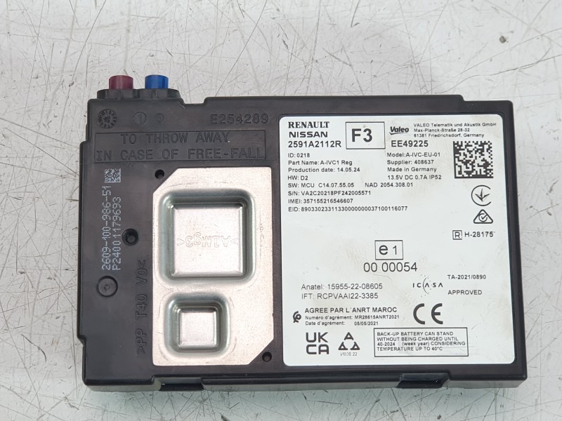 Recambio de modulo electronico para dacia duster iii eco-g 100 essential referencia OEM IAM 2591A2112R  