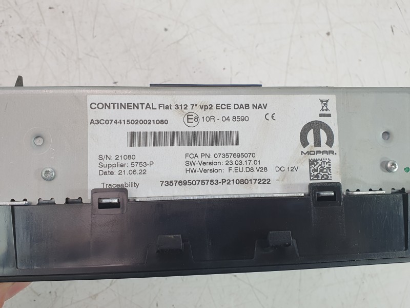 Recambio de sistema navegacion gps para fiat 500 c (312_) 1.0 mild hybrid (312.ayd1b) referencia OEM IAM 7357695075753 073576950