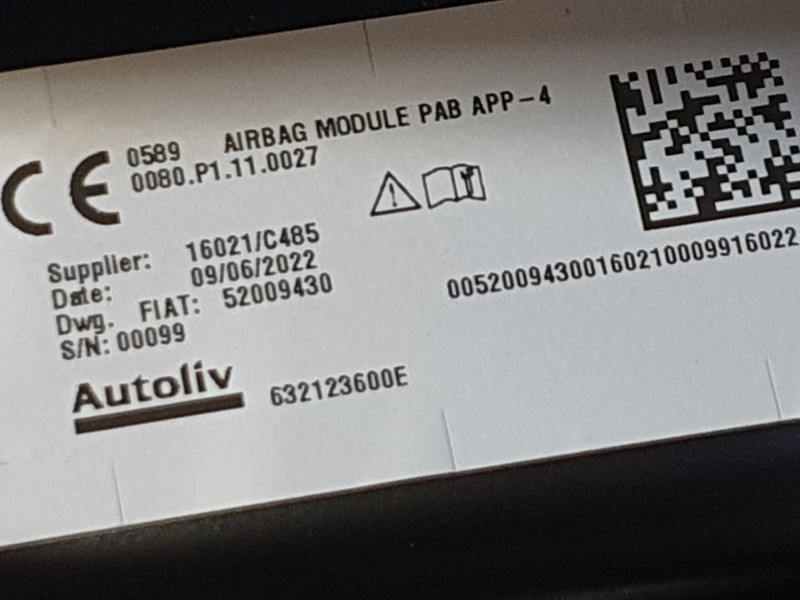 Recambio de kit airbag para fiat 500 c (312_) 1.0 mild hybrid (312.ayd1b) referencia OEM IAM 0000735627594  