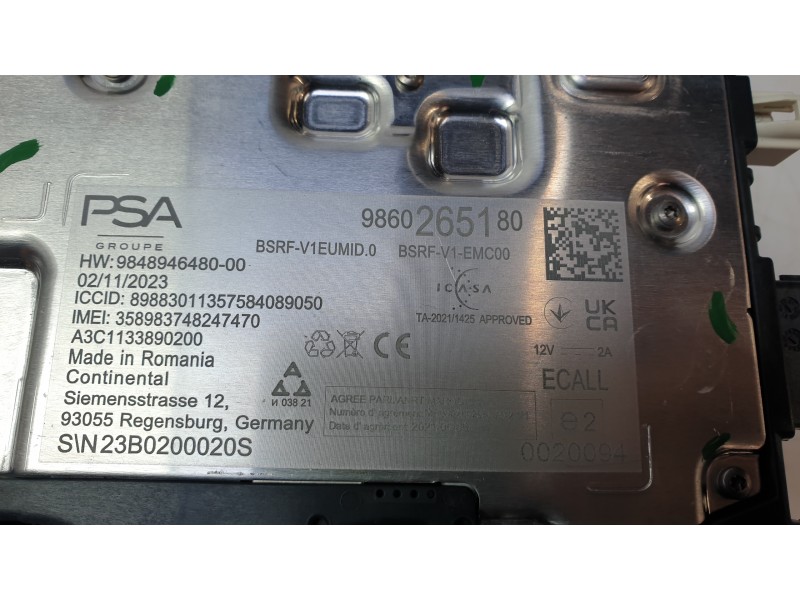 Recambio de antena para peugeot 208 ii (ub_, up_, uw_, uj_) 1.2 puretech 100 referencia OEM IAM 9860265180  