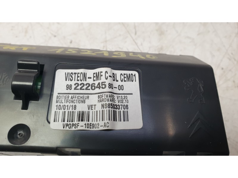 Recambio de pantalla multifuncion para peugeot expert autobús (v_) 1.6 bluehdi 115 referencia OEM IAM 982226458000  