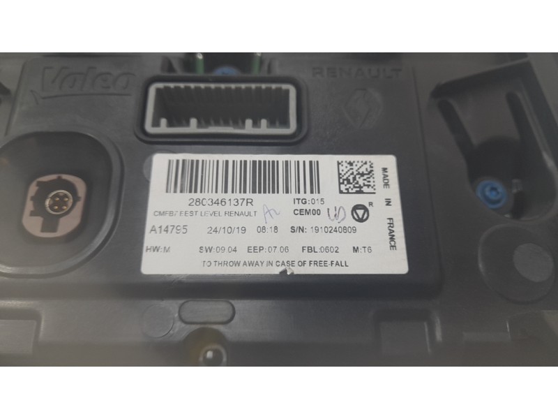 Recambio de pantalla multifuncion para renault clio v (b7_) 1.0 lpg (b7mt) referencia OEM IAM 280346137R  