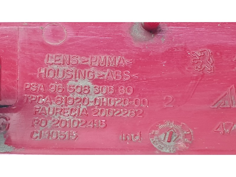 Recambio de reflector paragolpe trasero izquierdo para peugeot expert autobús (v_) 1.6 bluehdi 115 referencia OEM IAM 9659830680