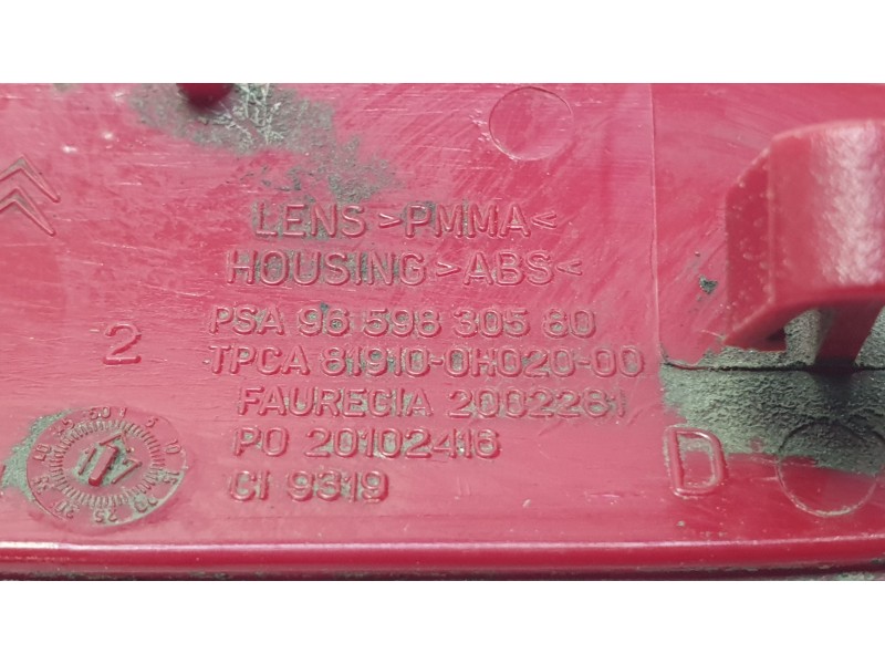 Recambio de reflector paragolpe trasero derecho para peugeot expert autobús (v_) 1.6 bluehdi 115 referencia OEM IAM 9659830580  