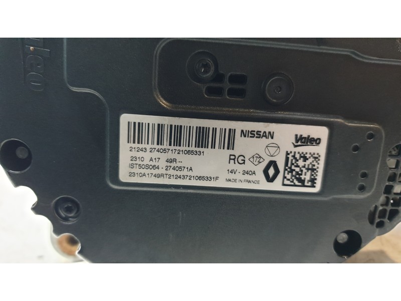Recambio de alternador para nissan qashqai iii (j12) 1.3 dig-t referencia OEM IAM 2310A1749R ASF720151 ASF620151VL