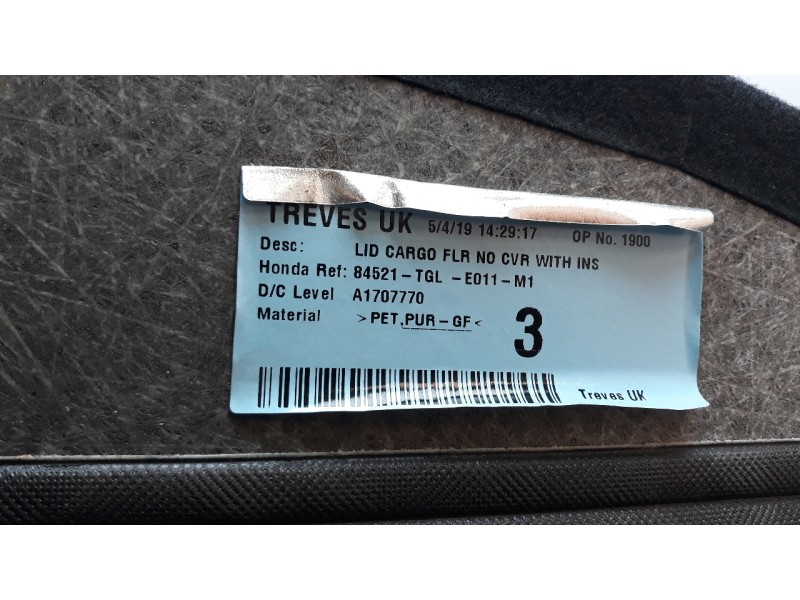 Recambio de bandeja trasera para honda civic lim.5 (fk) 1.0 vtec cat referencia OEM IAM 84521TGLE011M1  