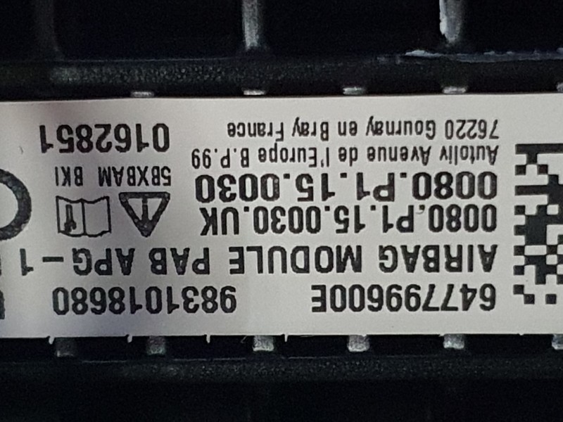 Recambio de kit airbag para citroën c4 iii (ba_, bb_, bc_) 1.2 puretech 130 (bahnsa, bahnsb) referencia OEM IAM 9831813080  