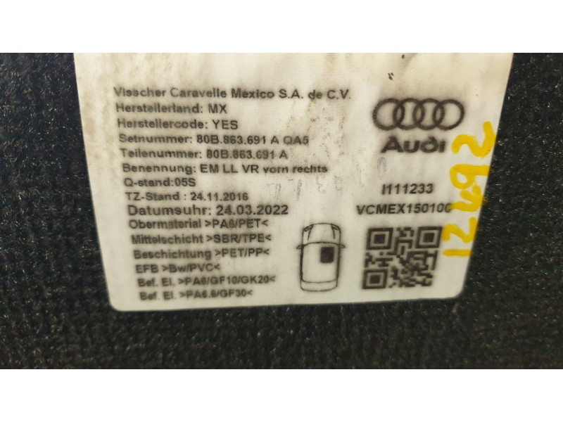 Recambio de juego alfombrillas para audi q5 sportback (fyt) 35 tdi referencia OEM IAM I111233  