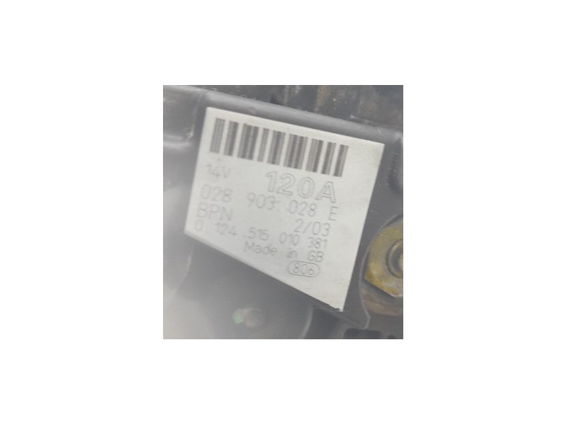 Recambio de alternador para volkswagen golf iv (1j1) 1.9 tdi (2000-2008) 101cv 74kw 3p referencia OEM IAM 028903028E  ALF660101B