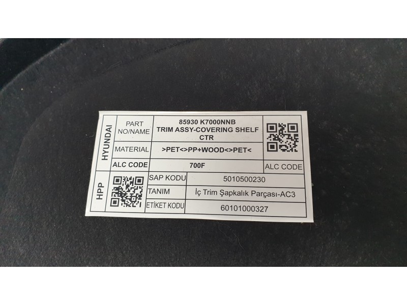 Recambio de bandeja trasera para hyundai i10 iii (ac3, ai3) 1.0 mpi referencia OEM IAM 85930K7000NNB  