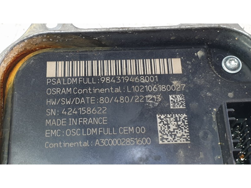 Recambio de centralita faros xenon para peugeot 408 ii (fp_, f3_, fm_) puretech 130 referencia OEM IAM 984319468001  