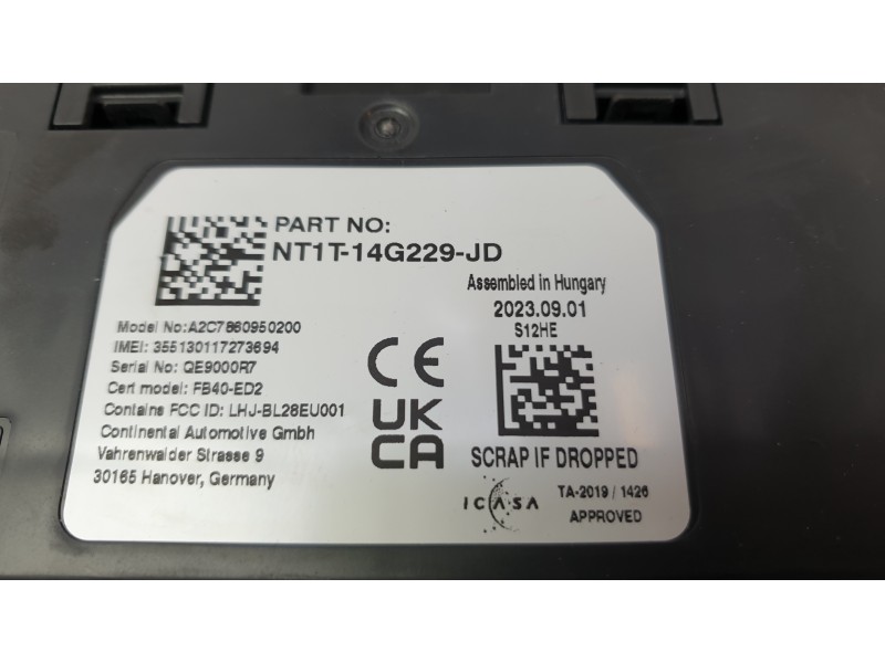 Recambio de modulo electronico para ford transit connect v408 furgoneta/monovolumen 1.5 ecoblue referencia OEM IAM NT1T14G229JD 