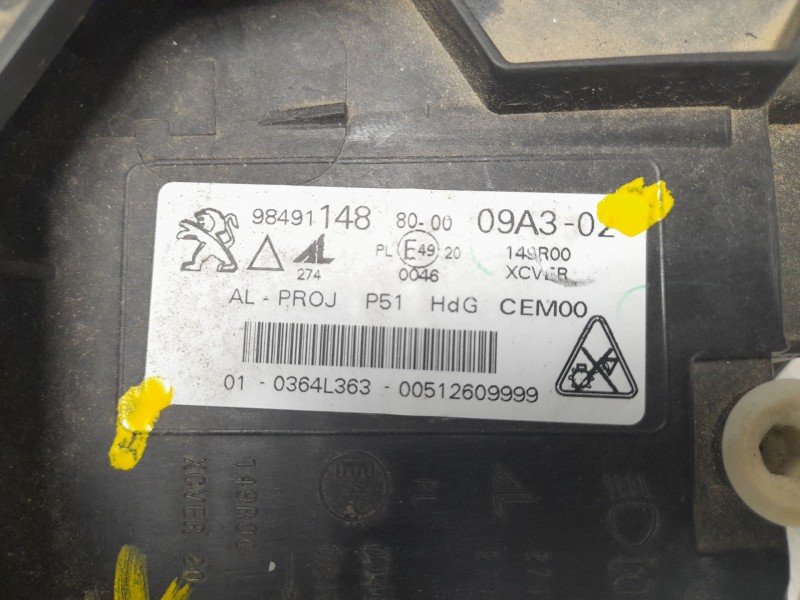 Recambio de faro derecho para peugeot 408 ii (fp_, f3_, fm_) puretech 130 referencia OEM IAM 9849114880  