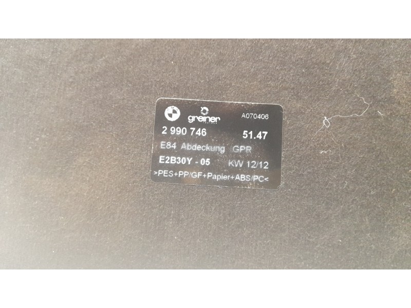 Recambio de tapizado maletero suelo para bmw x1 (e84) sdrive 18 d referencia OEM IAM 2990746  