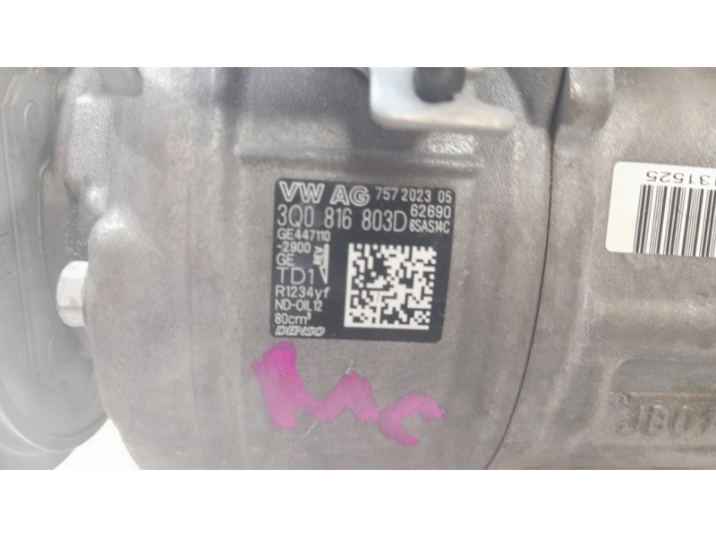 Recambio de compresor aire acondicionado para volkswagen touran (5t1) 2.0 tdi referencia OEM IAM 3Q0816803D  CAF260137VW/CVF5200