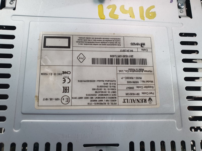 Recambio de sistema audio / radio cd para dacia duster (hs_) 1.2 tce 125 referencia OEM IAM 281153513R  