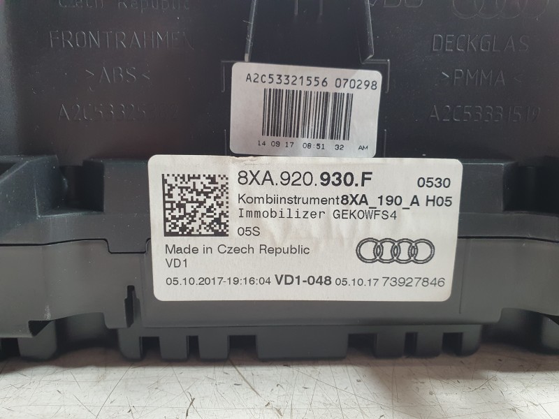 Recambio de cuadro instrumentos para audi a1 sportback (8xa, 8xf) 1.6 tdi referencia OEM IAM 8XA920930B  