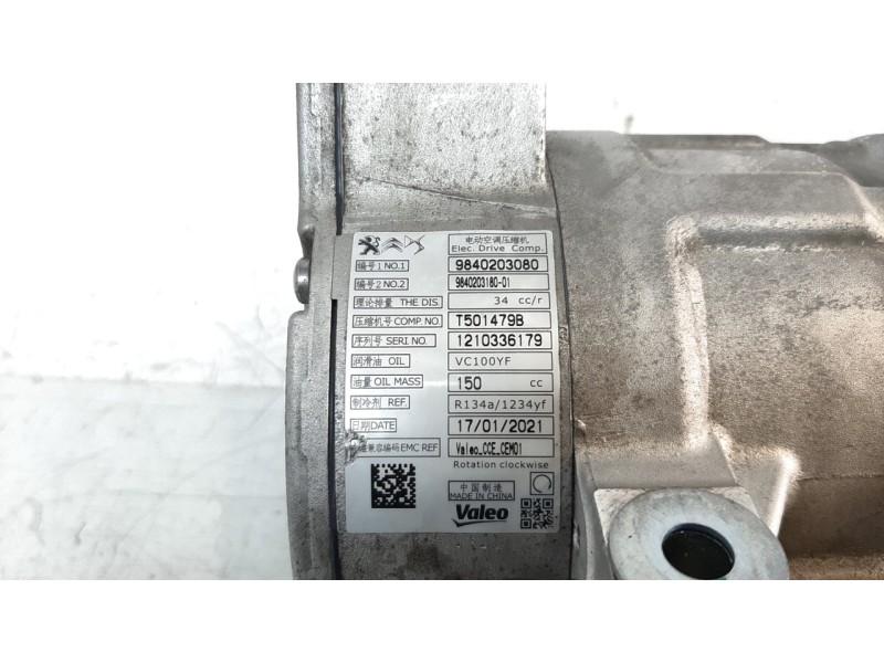 Recambio de compresor aire acondicionado para peugeot 508 hybrid 180 allure referencia OEM IAM 9840203080  