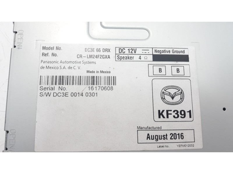 Recambio de sistema audio / radio cd para mazda 2 lim. () 1.5 16v cat referencia OEM IAM DC3E66DRX  
