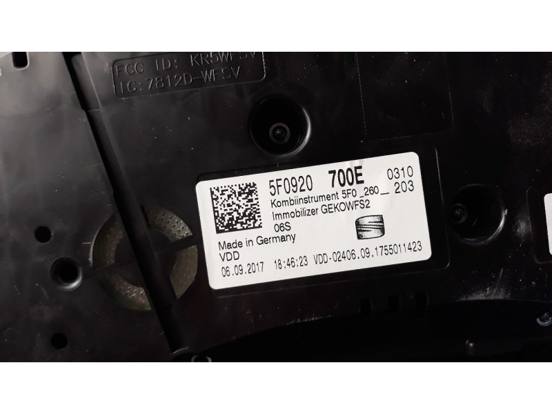 Recambio de cuadro instrumentos para seat leon (5f1) 1.2 tsi referencia OEM IAM 5F0920700E A2C16117400 