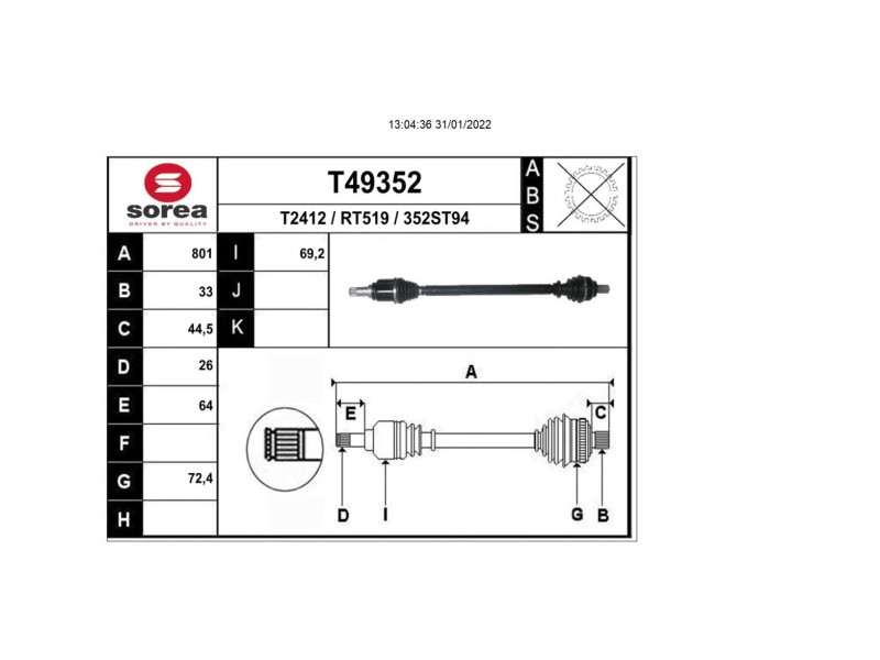 Recambio de transmision trasera derecha para renault twingo iii 1.0 sce referencia OEM IAM 396008196R T49352 R1575