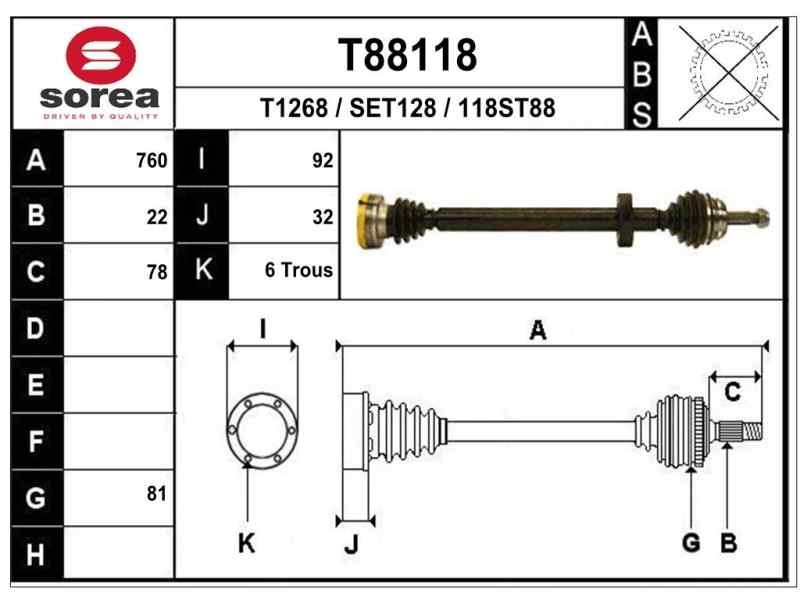 Recambio de transmision delantera derecha para seat ibiza (6k) 1.4 referencia OEM IAM 6K0407272L S1209 