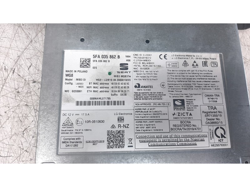 Recambio de sistema navegacion gps para seat leon (kl1) 1.5 16v etsi act referencia OEM IAM 5FA919605  