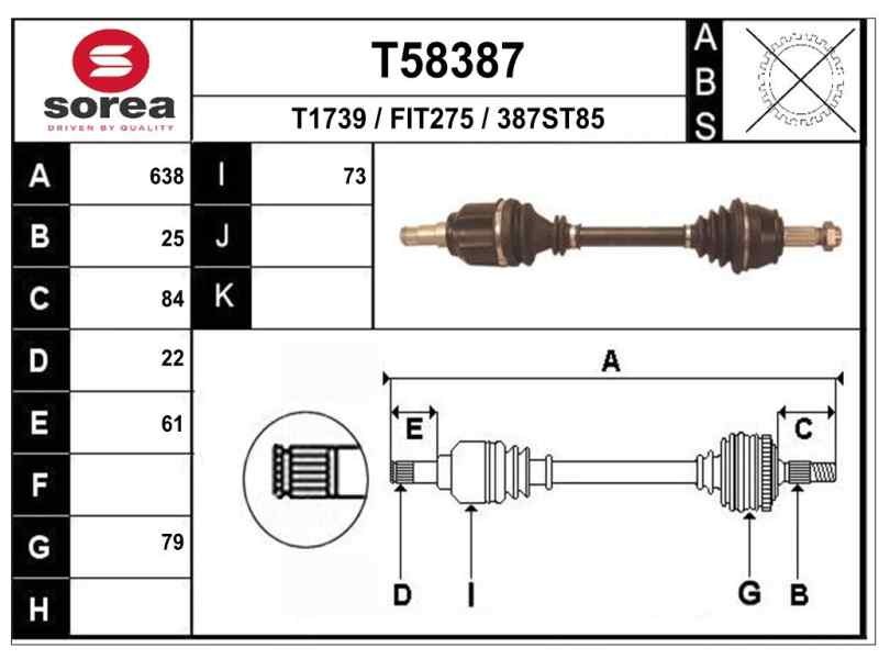 Recambio de transmision delantera izquierda para fiat stilo (192) 1.6 16v cat referencia OEM IAM 46307851 F1462 