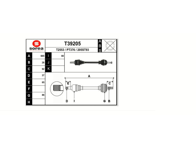 Recambio de transmision delantera izquierda para peugeot 308 1.6 16v e-hdi fap referencia OEM IAM 9809149380 P1528 T39205