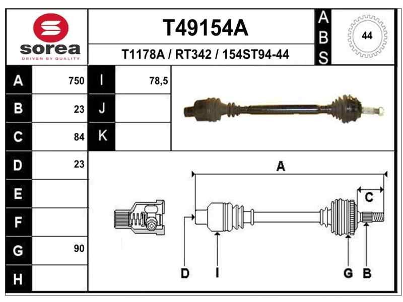 Recambio de transmision delantera derecha para renault megane i fase 2 gandtour (ka..) 1.6 16v authentique referencia OEM IAM 77
