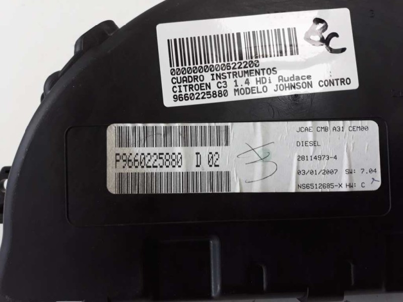 Recambio de cuadro instrumentos para citroen c3 1.4 hdi audace referencia OEM IAM 9660225880  