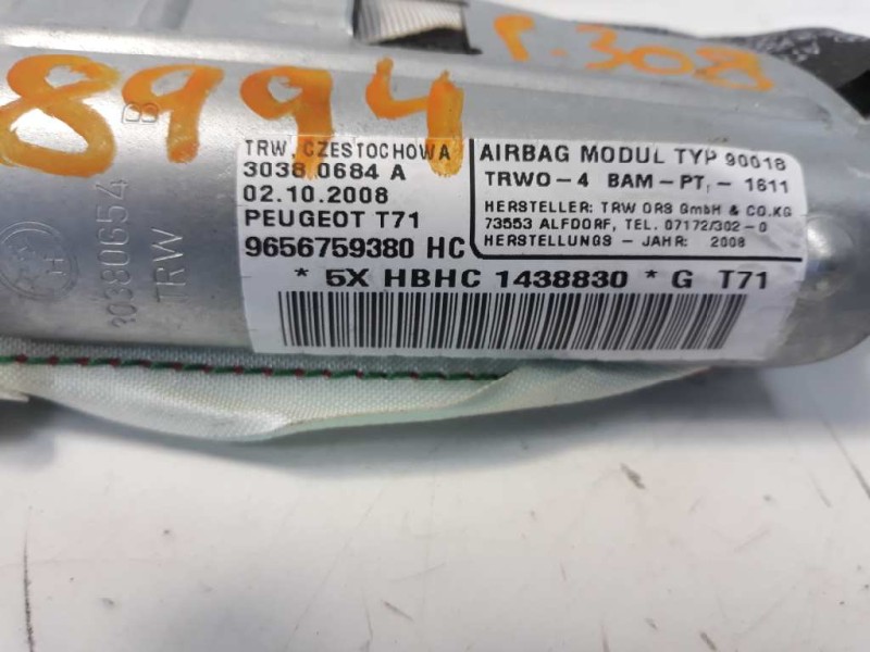 Recambio de airbag cortina delantero derecho para peugeot 308 sw urban referencia OEM IAM 9656759380  