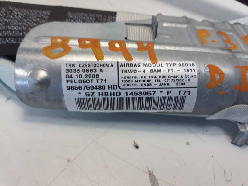 Recambio de airbag cortina delantero izquierdo para peugeot 308 sw urban referencia OEM IAM 9656759480  