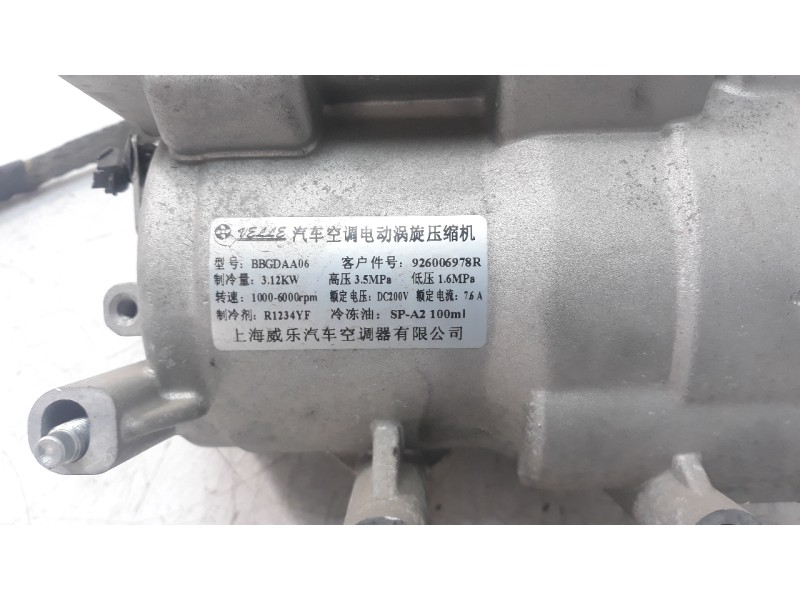 Recambio de compresor aire acondicionado para dacia spring electric comfort referencia OEM IAM 926006978R  