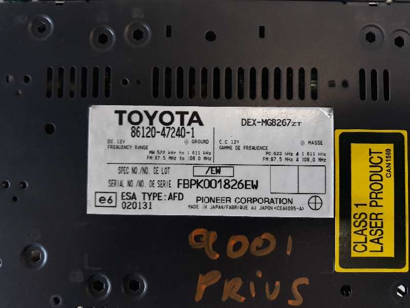 Recambio de sistema audio / radio cd para toyota prius (nhw20) 1.5 cat referencia OEM IAM 86120472401  