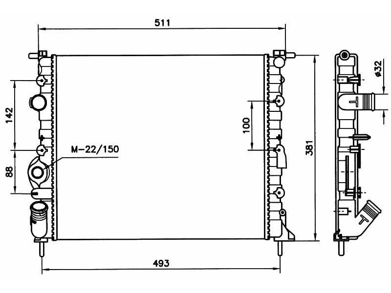 Recambio de radiador agua para renault clio ii fase i (b/cbo) 1.4 referencia OEM IAM 7700836301 58023 