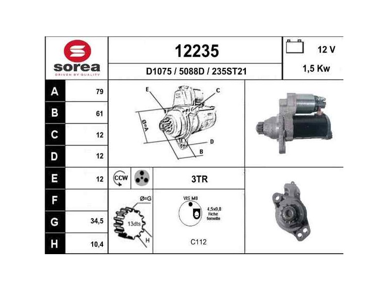 Recambio de motor arranque para volkswagen polo (6c1) advance bluemotion referencia OEM IAM 02M911024Q 012217 S0001179512